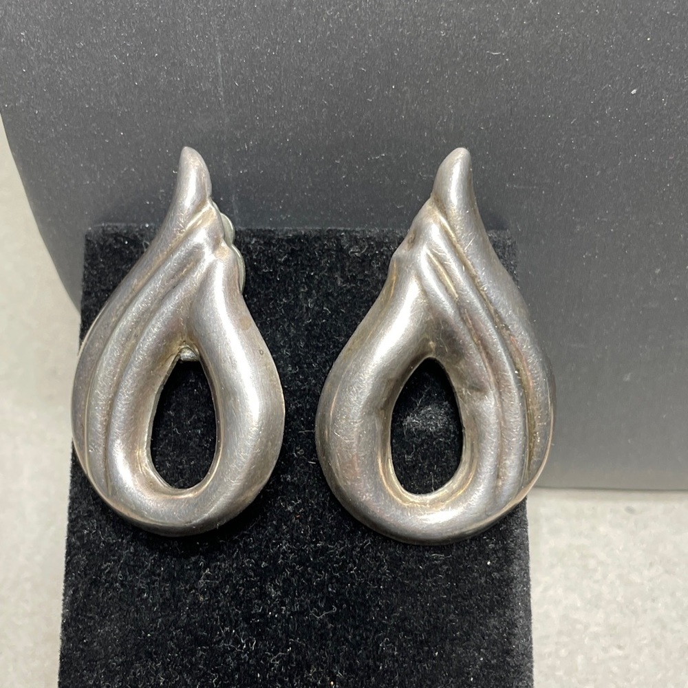 Mexico Sterling Silver Lg Clip on Earrings Taxco Almost 20 Grams